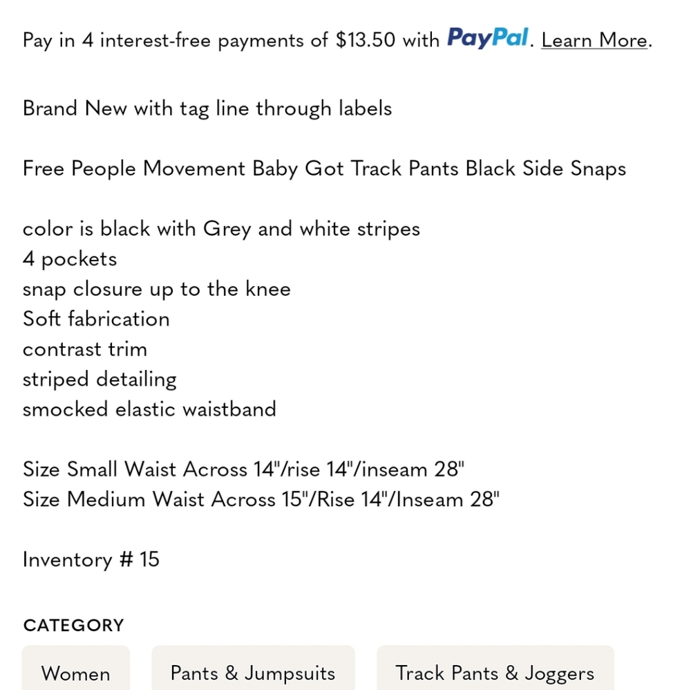 Free People Movement Baby Got Track Pants Black Side Snaps - Picture 10 of 10